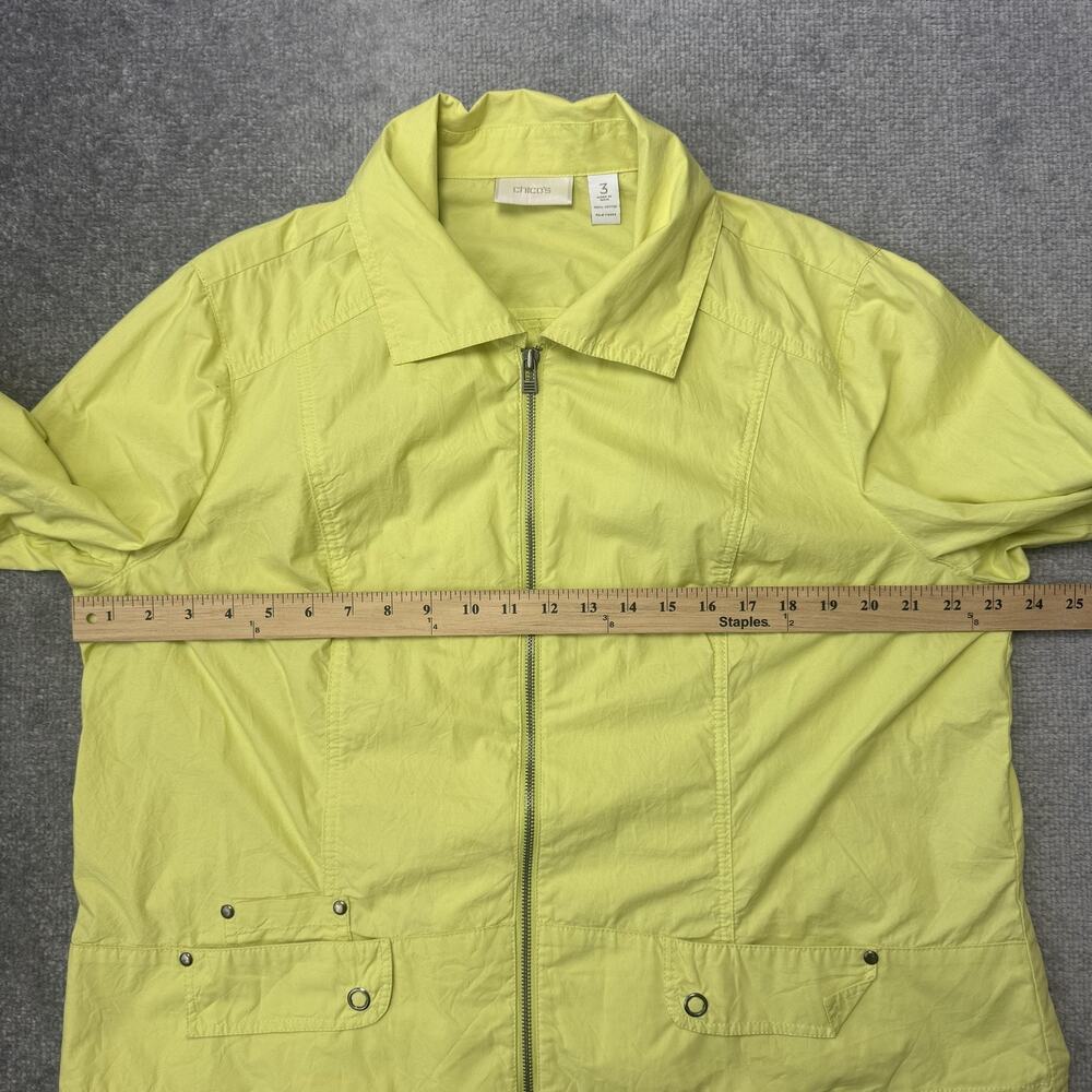 Chicos Jacket Womens XL Yellow Zip Front 3/4 Sleeve Pockets Drawstring Hem - Picture 4 of 7